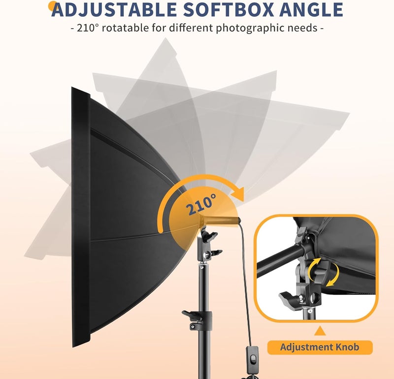 UBeesize Softbox Photography Lighting Kit, 20'' x 20'' Professional Softbox Lighting Kit with 85W 3000-7500K LED Bulbs, Studio Lights for Photography/Live Streaming/Video Recording - Image 5